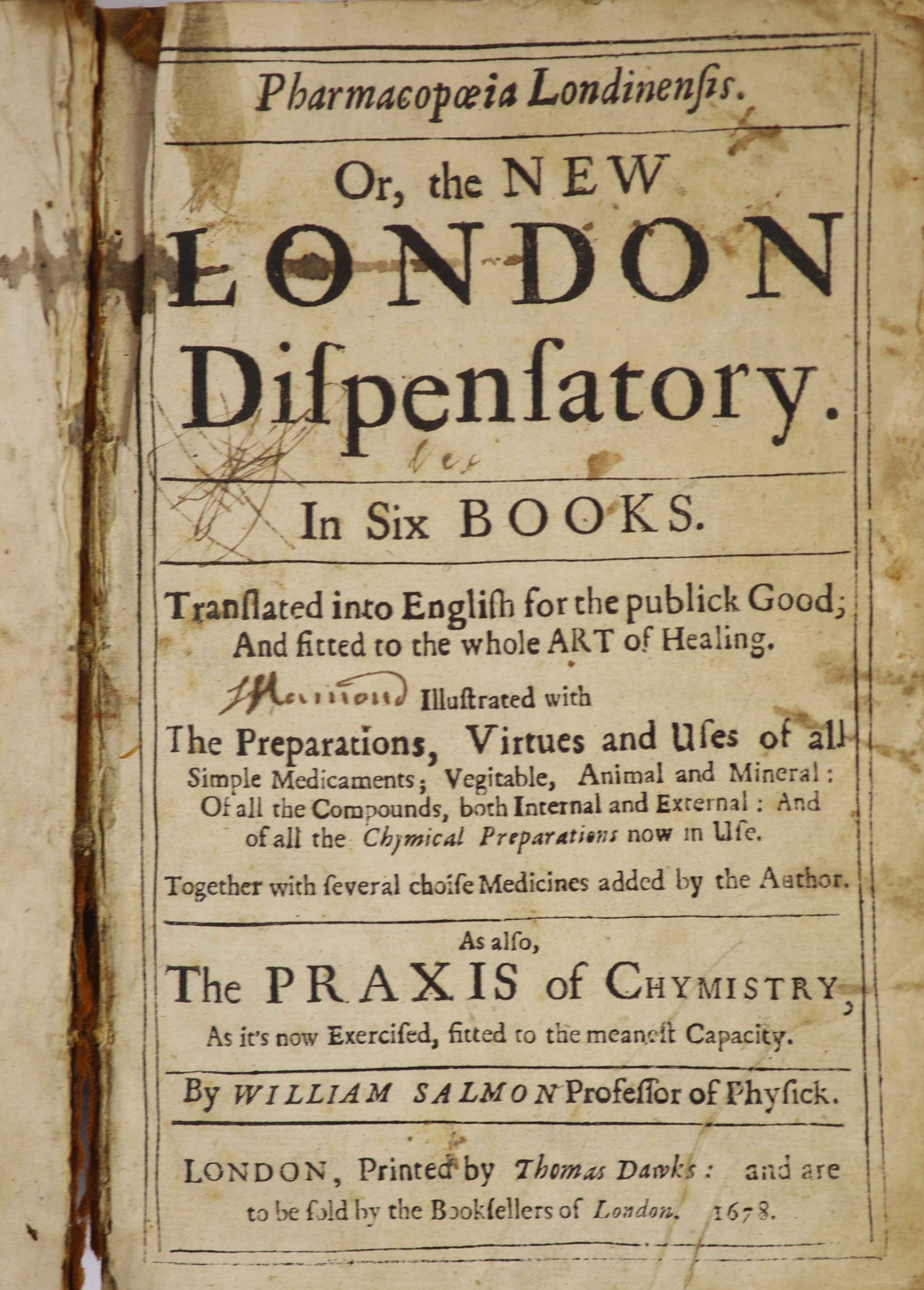 Salmon, William- Pharmacopoeia Londinensis. Or, the New London Dispensatory